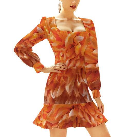 “Peachy” Women's Ruffle Hem Skinny Dress