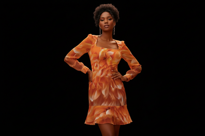 “Peachy” Women's Ruffle Hem Skinny Dress