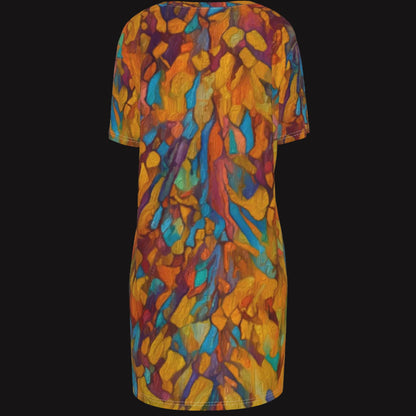 “Gilded Pathways” Women's Waist Tight Dress | 190GSM Cotton