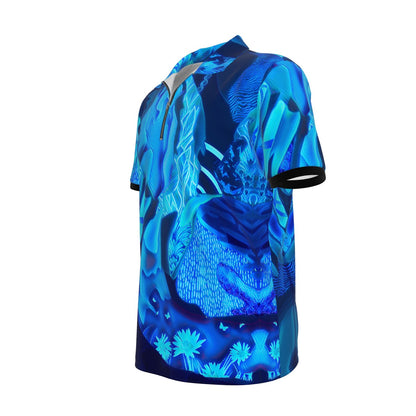 “Azure Dreamscape” Men's Polo Shirt with  Zipper