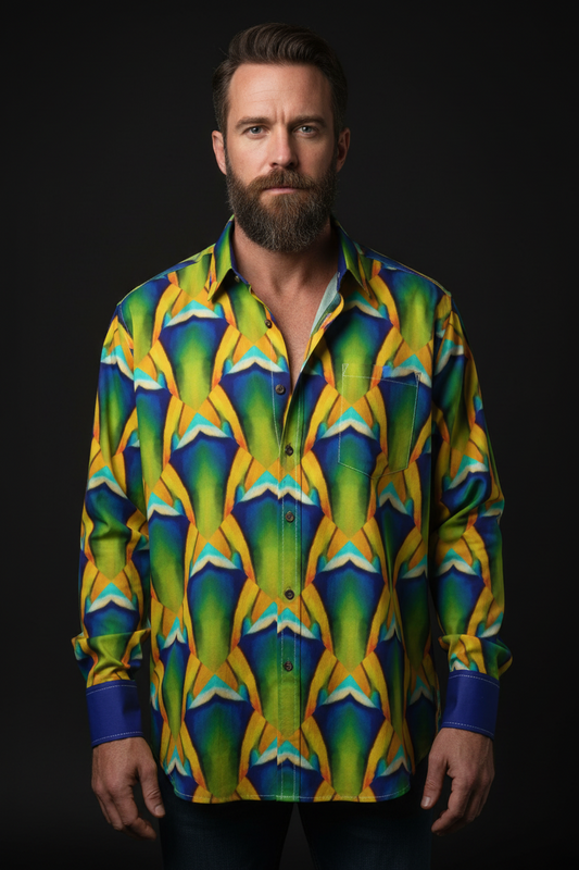 “Emerald Tide”  Casual Lapel Long Sleeve Shirt|125GSM Cotton