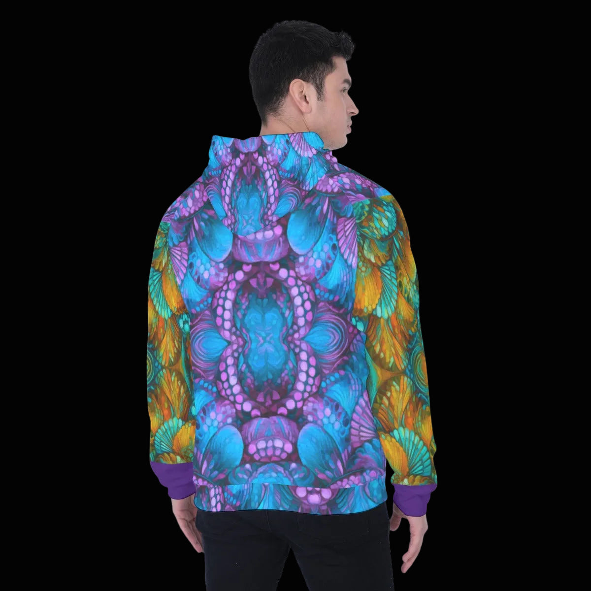 “Jewel Cascade” Men's Heavy Fleece Raglan Hoodie