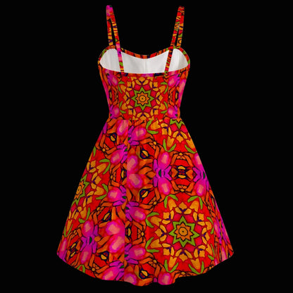 “Prismatic Petals” Women's Spaghetti Strap Dress