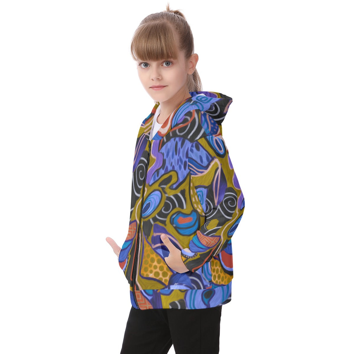 “Organic Echoes”  Kid's Heavy Fleece Zip Up Hoodie