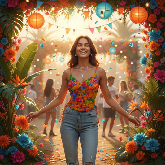 “Colour Garden”  Drawstring Camisole