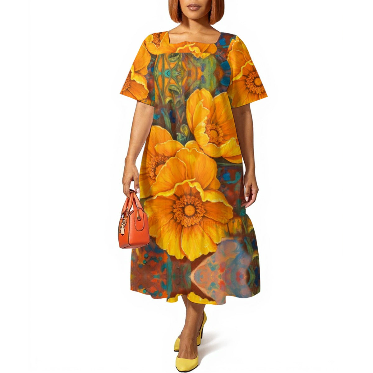 “Golden Cascade” Women's Elegant Long Dress