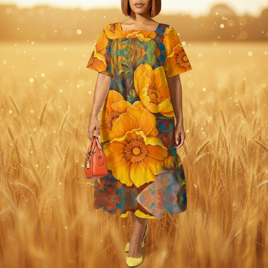 “Golden Cascade” Women's Elegant Long Dress