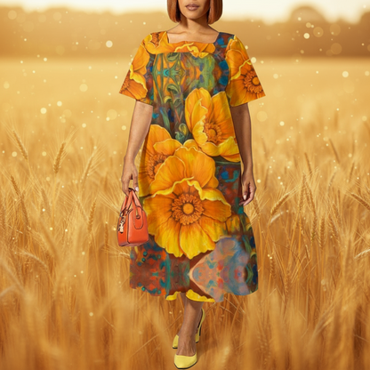 “Golden Cascade” Women's Elegant Long Dress