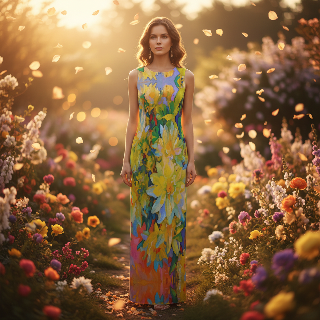 “Summer Daze” Women's Beach Perspective Chiffon Sleeveless Dress