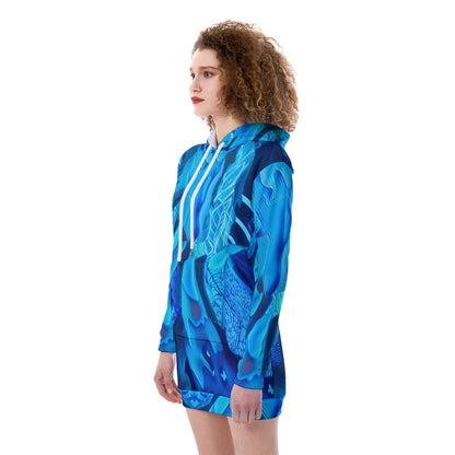 “Azure Dreamscape” Women's Heavy Fleece Long Hoodie