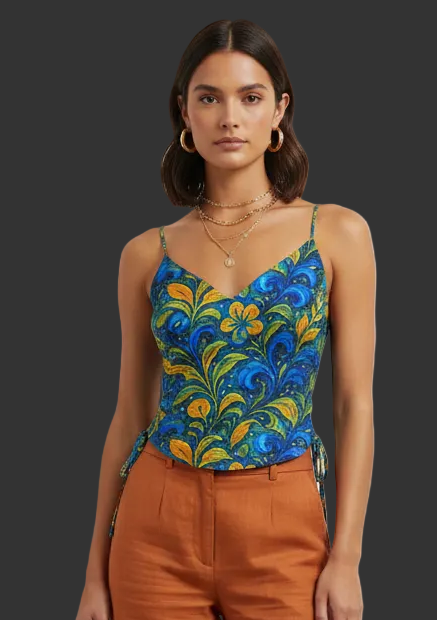 “Starry Night Blooms” Drawstring Camisole