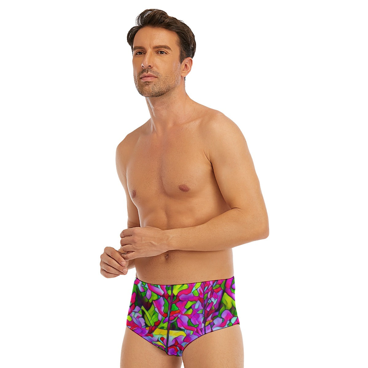 “Fuchsias” Men's Triangle Swim Trunks
