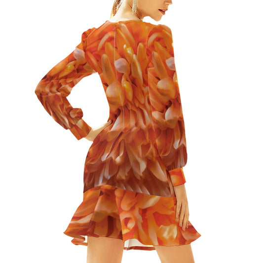 “Peachy” Women's Ruffle Hem Skinny Dress