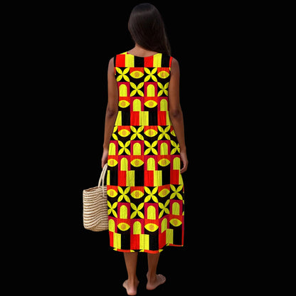 “Tricolour” Women's Sleeveless Dress With Pocket|125GSM Slub Cotton