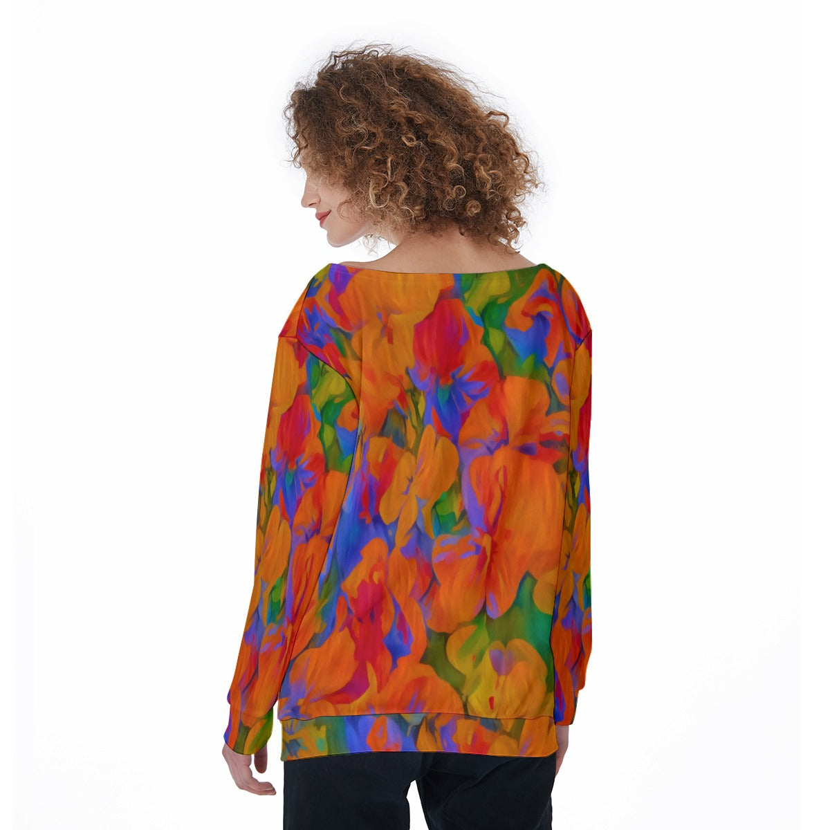 “Colour Garden” Women's Off-Shoulder Sweatshirt