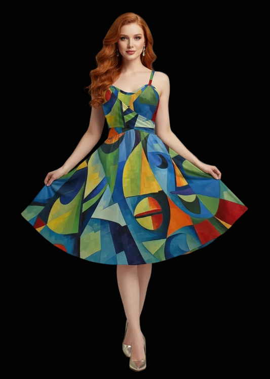 “Geometrica” Women's Spaghetti Strap Dress