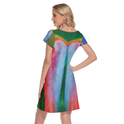 “Bird of Paradise” Women's Short Sleeve O-neck Dress