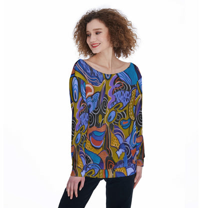 "Organic Echoes" Women's Off-Shoulder Sweatshirt