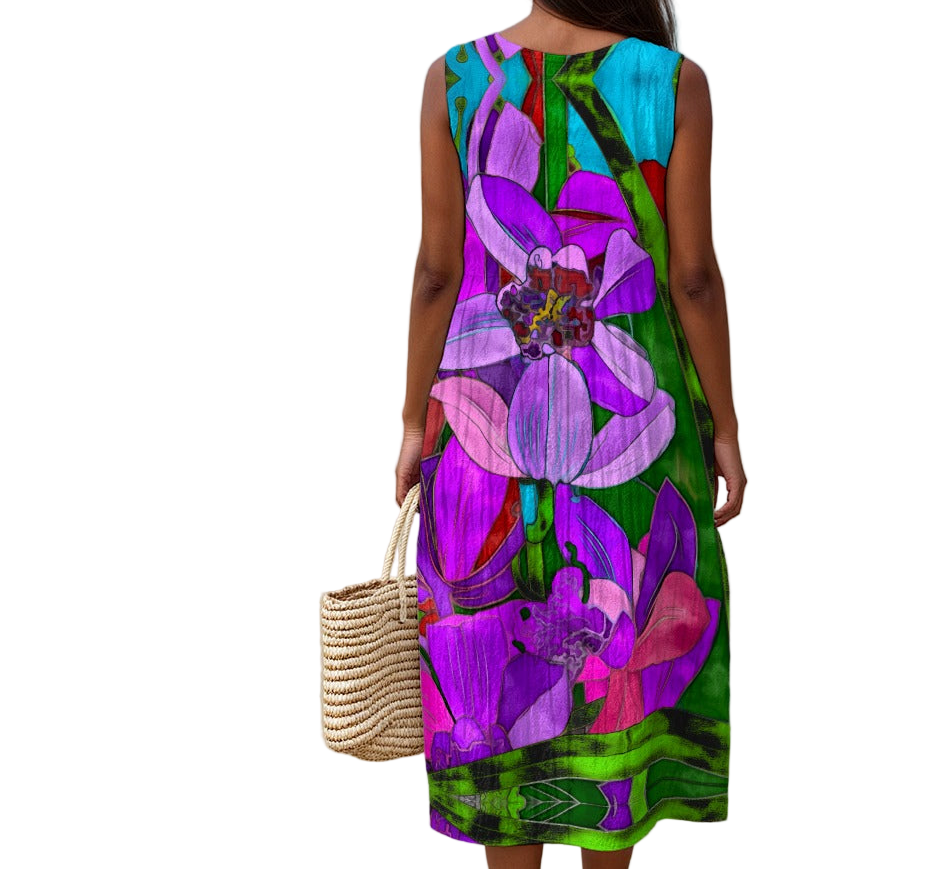 “Fantasia”  Women's Sleeveless Dress With Pocket|125GSM Slub Cotton