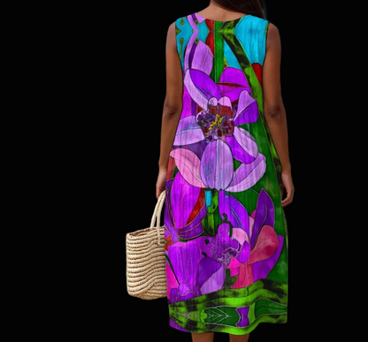 “Fantasia”  Women's Sleeveless Dress With Pocket|125GSM Slub Cotton