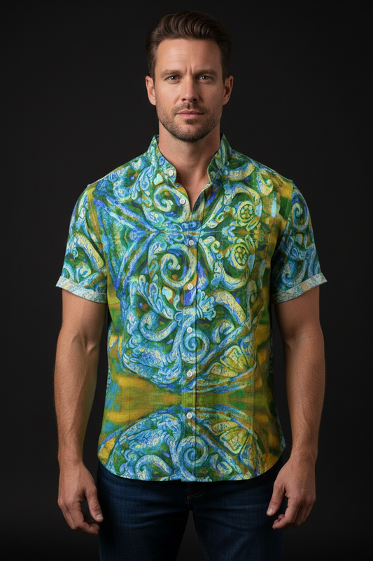 “Arcadia” Men's Stand Collar Shirt|115GSM Cotton poplin