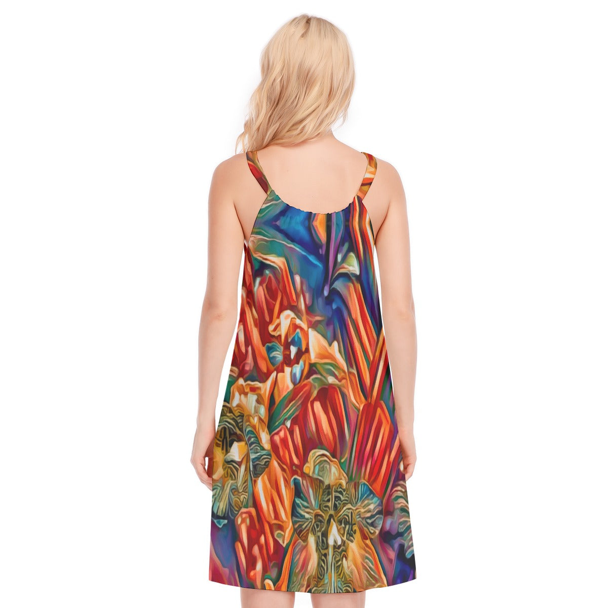 “Orchid Flame” Women's O-neck Cami Dress | 190GSM Cotton