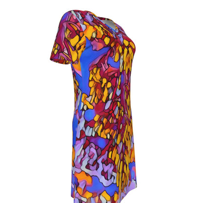 “The Language of Light” Women's V Neck Dress|180GSM Cotton