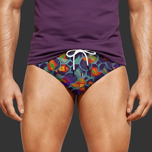 “Botanic Nebula”  Men'S Drawstring Swim Briefs