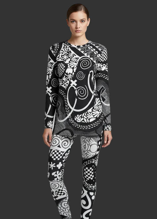 “Scribble”  Women's Side Split T-shirt Set
