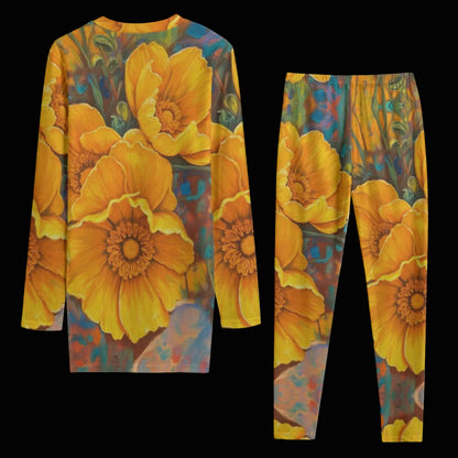 “Golden Cascade” Women's Side Split T-shirt Set