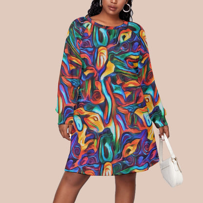 “Black Opal” Women's Dress With Raglan Sleeve(Plus Size)