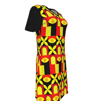 “Tricolour” Women's V Neck Dress|180GSM Cotton
