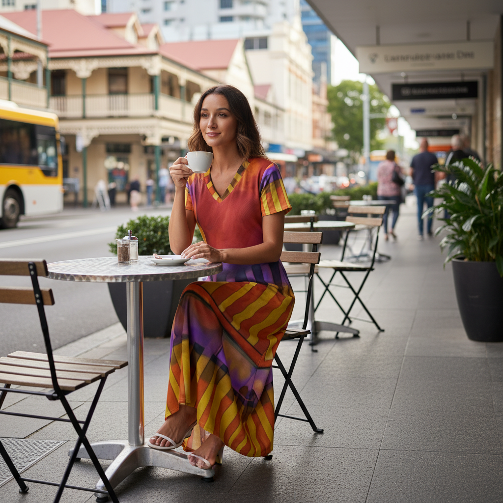 “Carnival” Women's V-neck Dress With Side Slit