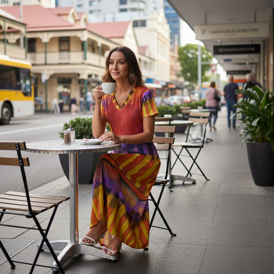 “Carnival” Women's V-neck Dress With Side Slit