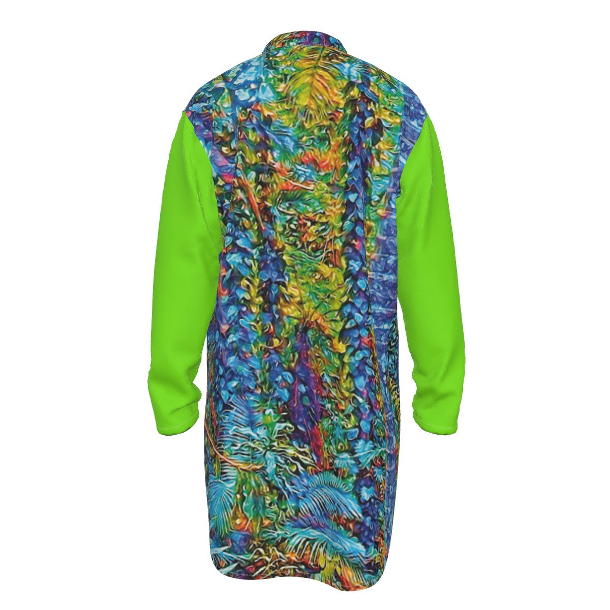 “Flouro Jungle” Men's Stand-up Collar Long Shirt