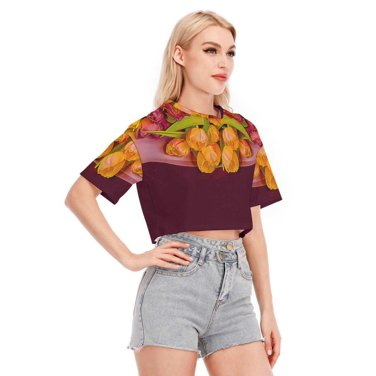 “Radiant Harmony”  Women's Cropped T-shirt | 190GSM Cotton