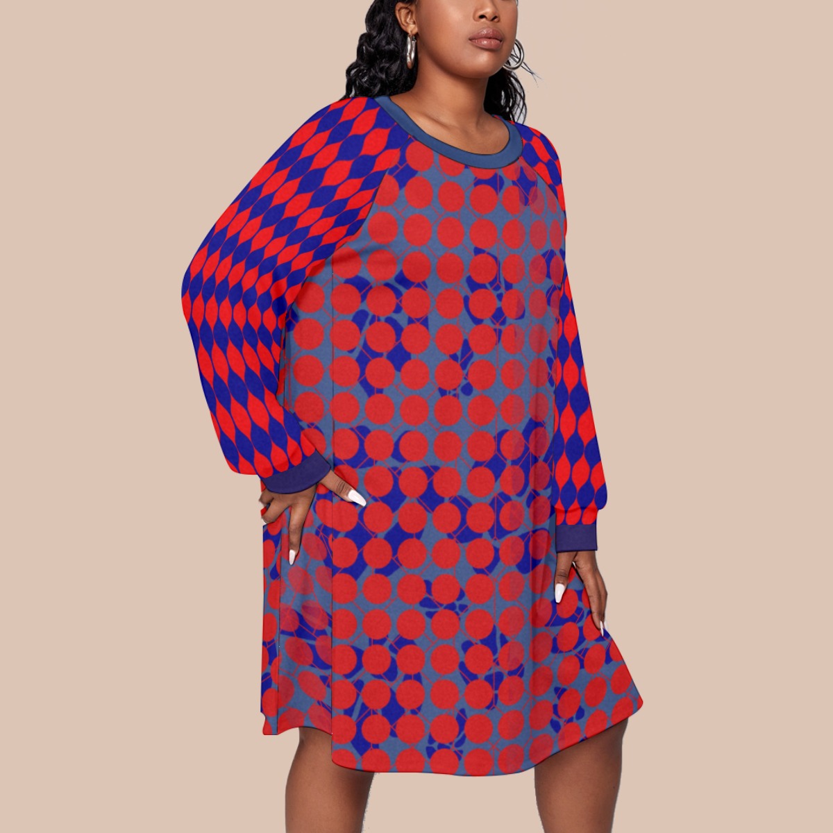 “Selene”  Women's Dress With Raglan Sleeve(Plus Size)