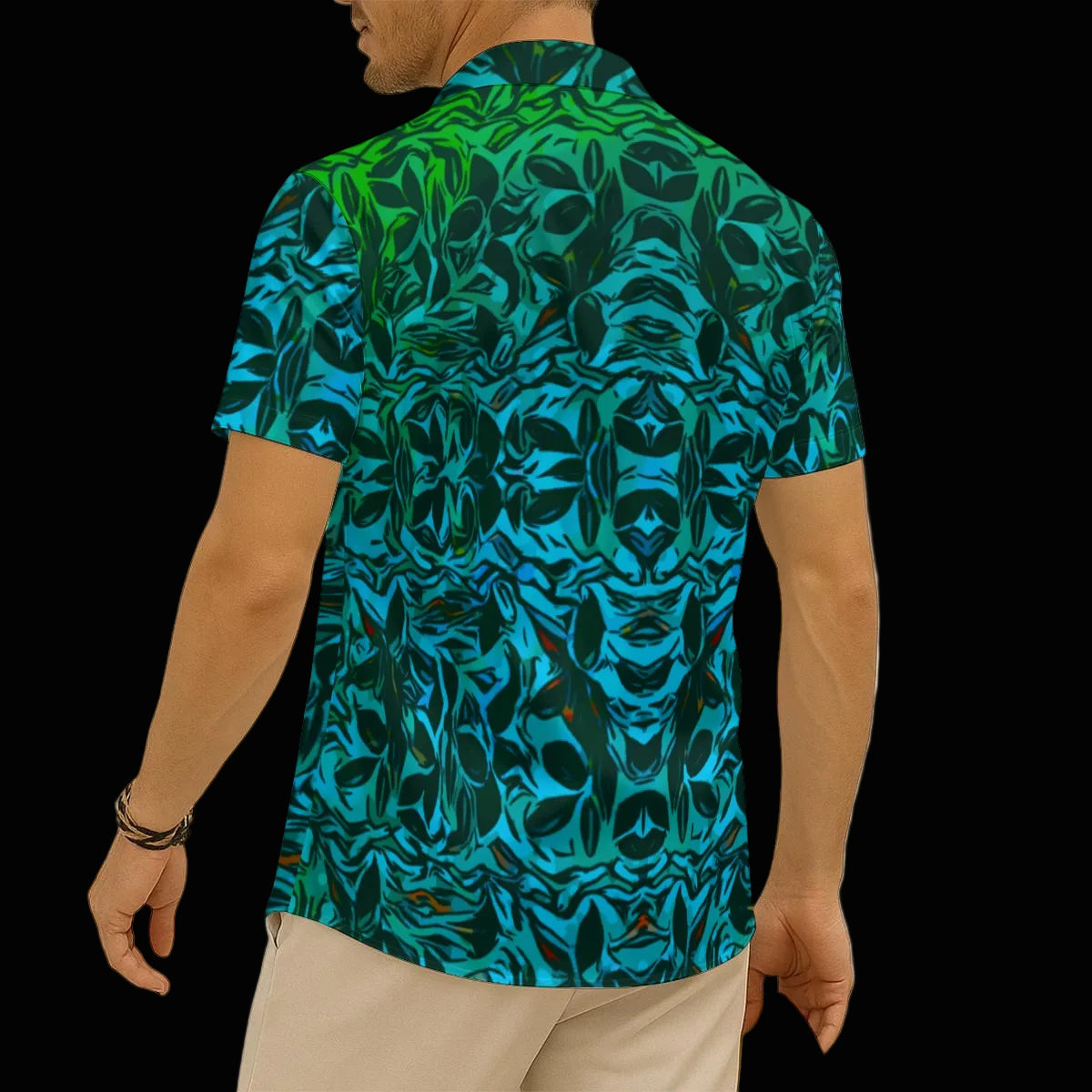 “Tribal Oceanic” Men's Imitation Silk Short-Sleeved Shirt