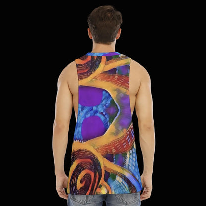 “Colour Vortex” Men's O-neck Long Tank Top