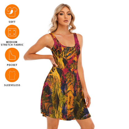 “Golden Flux”  Women's Tank Vest Dress