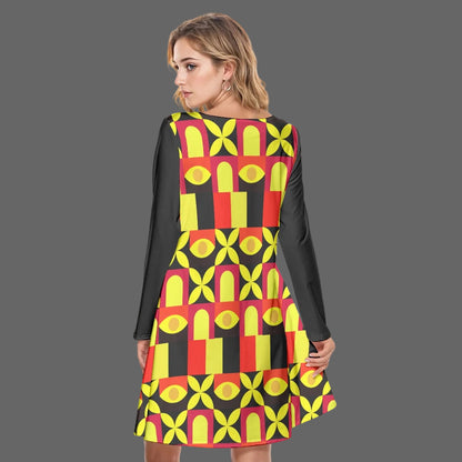 “Tricolour” Women's Round Neck Dress|190GSM Cotton