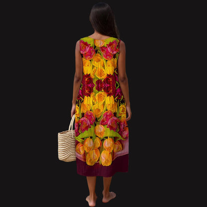 “Radiant Harmony ” Women's Sleeveless Dress With Pocket|125GSM Slub Cotton