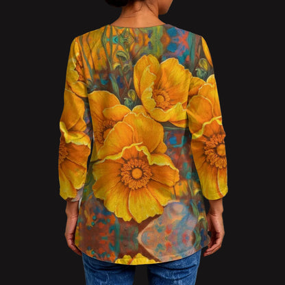 “Golden Cascade”  Women's Faux Sweater Cardigan