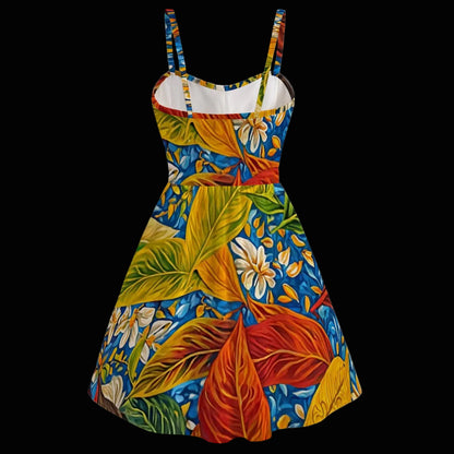 “Botanical Rhapsody” Women's Spaghetti Strap Dress