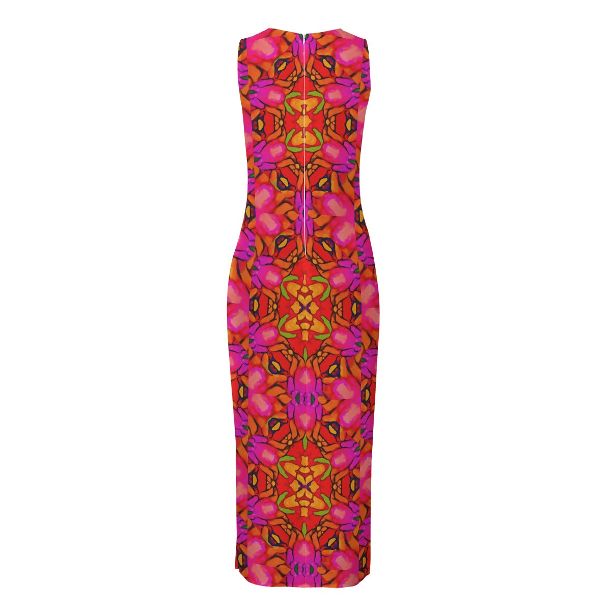 “Prismatic Petals” Women's Beach Perspective Chiffon Sleeveless Dress