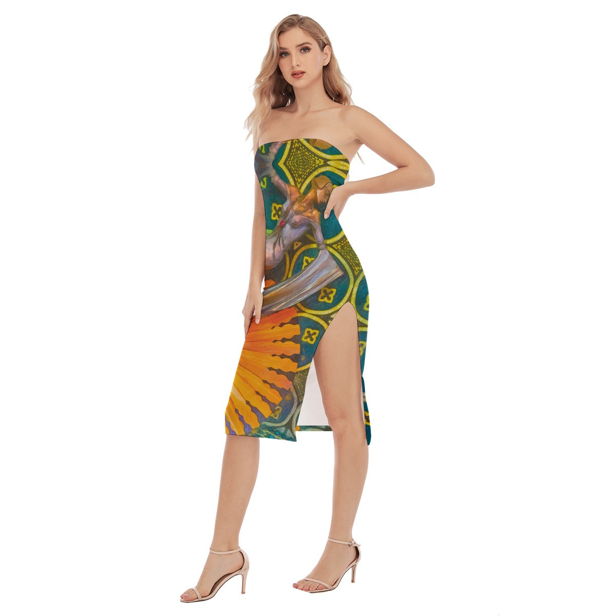 “Deco” Women's Side Split Tube Top Dress