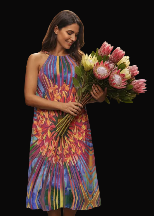 “Protea” Women's Halter Dress | Rayon
