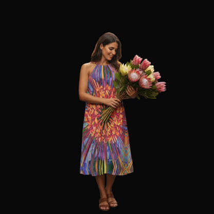 “Protea” Women's Halter Dress | Rayon