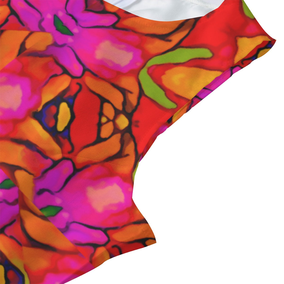 “Prismatic Petals” Women's Beach Perspective Chiffon Sleeveless Dress