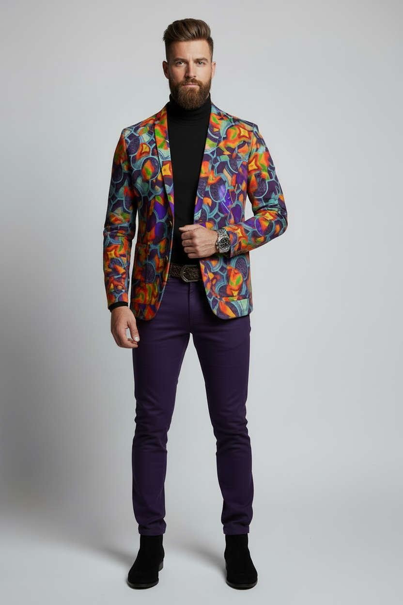 “Botanic Nebula”  Unisex V-neck Knitted Fleece Cardigan With Button Closure